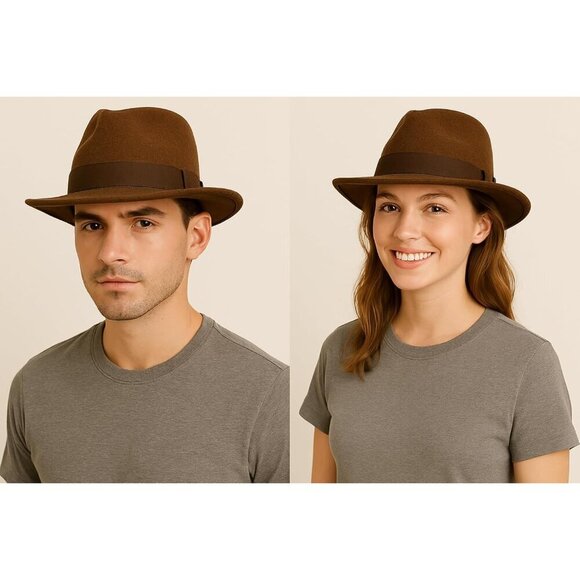 Adult Brown Fedora Hat Cosplay Halloween Costume Accessory Unisex